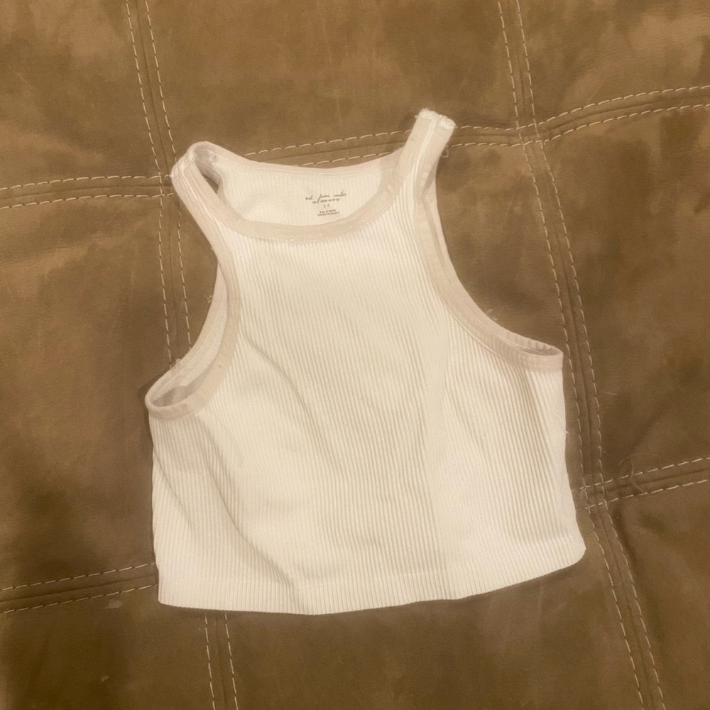 White Ribbed Tank Top